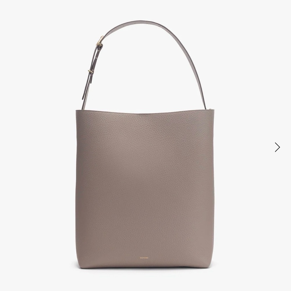 Cuyana Taupe Leather Shoulder Bag
